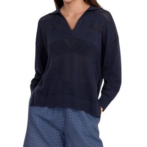 Johnny Was Navy V-Neck Sweater